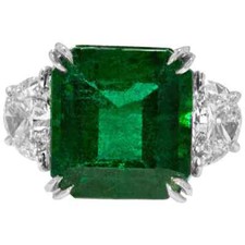 Awesome 11.50 Carat Green Emerald  White Cubic Zirconia Women's Engagement Ring