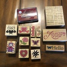 Lot Of 12 Rubber Press Stamps 