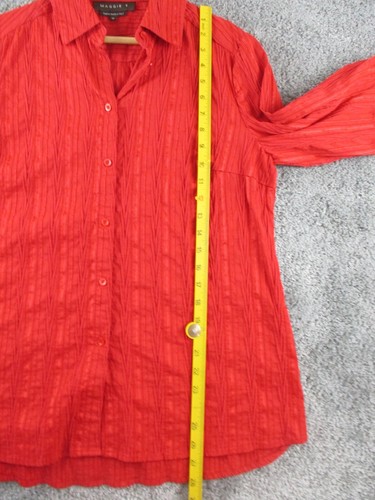 Maggie T Shirt/Blouse 12 LongSleeve Button Collared Ribbed Cotton Stretch - Picture 7 of 13