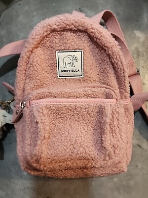 Ivory Ella Sherpa Fleece Mini Backpack With Elephant  display picture 1