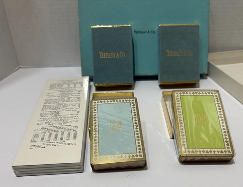 Set da gioco carte vintage Tiffany Co Bridge mazzi sigillati e carte segnapunti NOS LEGGI - Foto 2 di 24