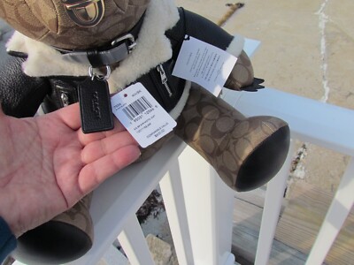 NEW COACH BEAR Moto leather $600 shearling 7556 14