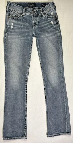 Silver Suki For BUCKLE Jeans Slim Bootcut Damen 25/31 (26x28,5) Blau Denim