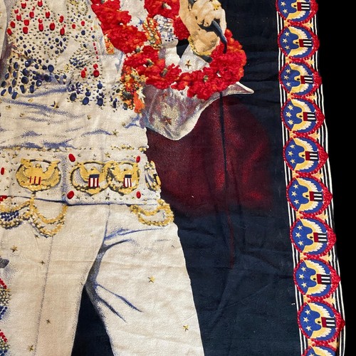 Vintage Elvis Presley 1973 Aloha Hawaii Concert Brushed Cotton Fabric Wall Hang - Picture 11 of 15