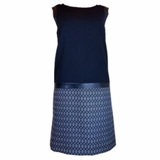 Tahari ASL Women's Printed Drop Waist Faux Leather Shift Dress, Size-4