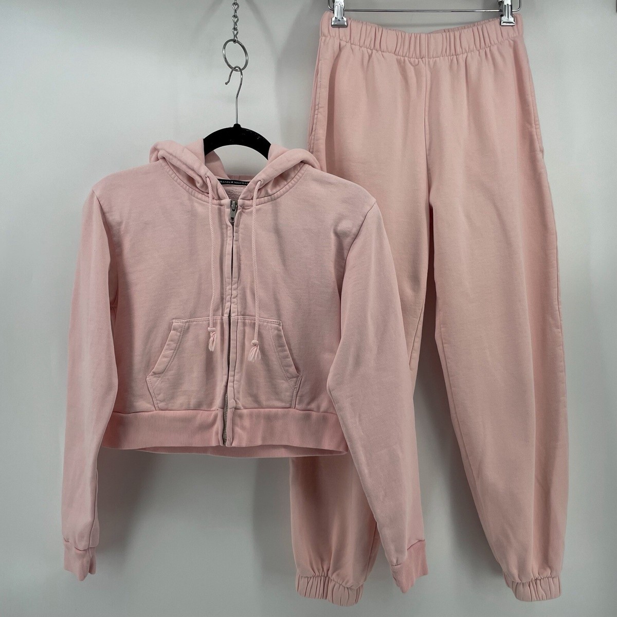 Brandy Melville Matching Loungewear Coord Set Light Pink Cotton