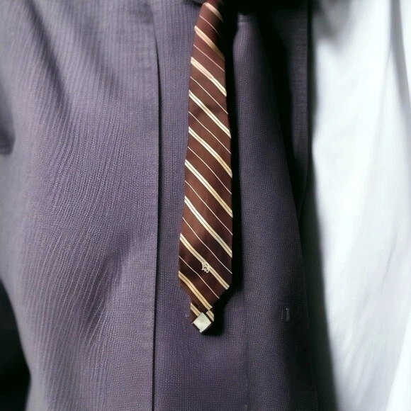 Cravatta vintage firmata Christian Dior cravatta seta marrone oro righe abito cravatta