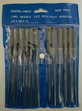 12 Piece Precision Needle File Set  Assorted Shaped Poly Handles 
