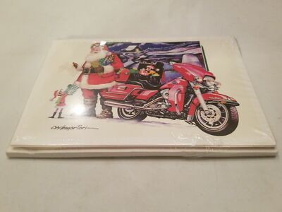 HARLEY DAVIDSON CHRISTMAS CARDS #X544 SANTA PACKING HIS HARLEY