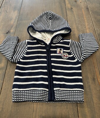 Jasper Conran Baby Boy s Long Sleeve Zip Up Hoodie Knit Sweater Jacket Sz: 3-6mo