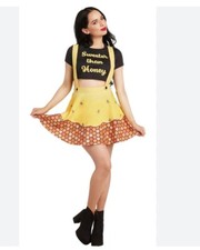 Honey Bee Adult S/M 4-8 2 PCS Halloween Women  s Costume Yellow Skirt, Top