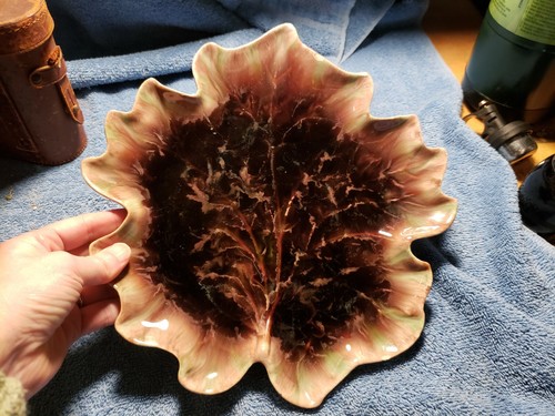 Vintage ROYAL HAEGER LEAF PLATE MADE IN USA Brown - Picture 2 of 4
