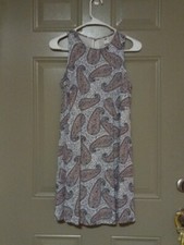 Old Navy Womens Size S White Paisley Pattern Midi Dress Sleeveless Scoop Neck