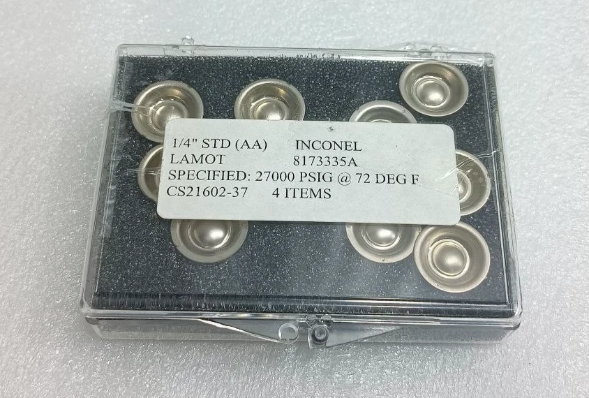 LAMOT 1/4" STD (AA) DISCO DE PRESIÓN DE RUPTURA 27000 PSIG LOTE DE 10 PIEZAS NUEVO Foto 2 de 4