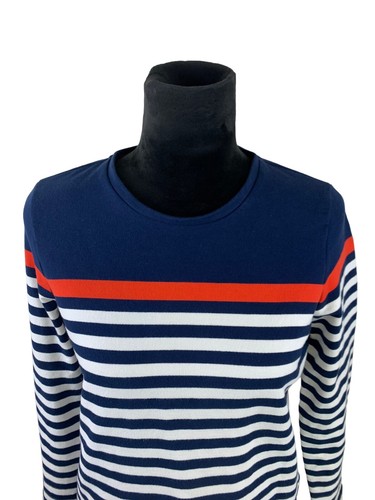 Joules X Clemence Top Long Sleeve Striped Back Zip Shirt Size US 6 - Picture 2 of 11