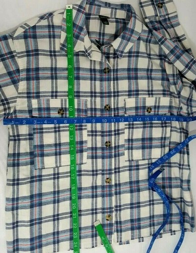 Wild Fable Shirt Womens XS Blue Plaid Button Up Long Sleeve Cotton Fall Harvest - Picture 5 of 14