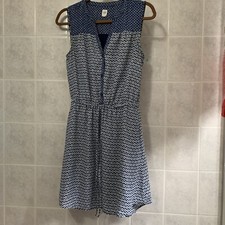 Gap Women Floral Print Sleeveless Henley Neck Drawstring Waist Blouson Dress XS