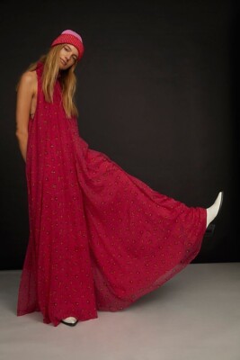 NWT FREE PEOPLE Sz S THE EDGE OF LOVE EXTREME WIDE LEG HALTER JUMPSUIT
