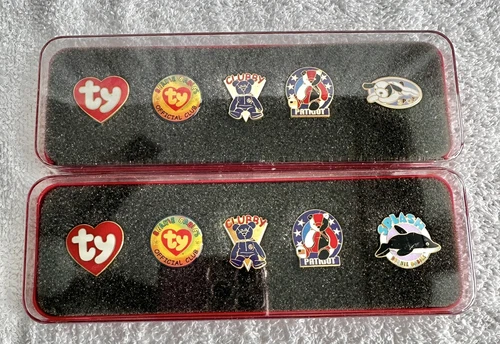 Ty Beanie Babies Official Club Lapel Pins- 2 Sets- Vintage