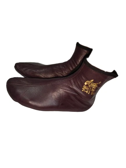 Burgundy Leather Winter Socks Slippers Islam Mest Feet Warmer & Halal Slippers.