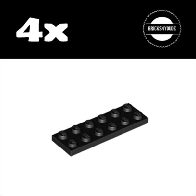 Lego    3795   Plate 2 x 6   Black / Schwarz   4x   NEU