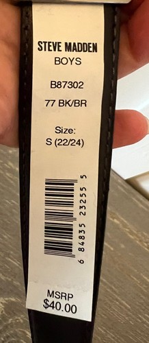Steve Madden Reversable Leather Belt Youth Boys Size S 22/24 New - Picture 4 of 5