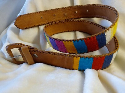 Boho Leather Belt Vintage Colorful Faja Woven Textile Guatemala M Vintage South American Woven Embroidered Faja Belt - Etsy main image 3