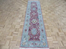 2'7 x 9'10 Runner Hand Knotted Purple Turkish Oushak Oriental Rug G11907