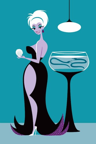 Josh Agle SHAG CLAM GRIGGER alias URSULA Kunstdruck Disney kleine Meerjungfrau Bösewicht