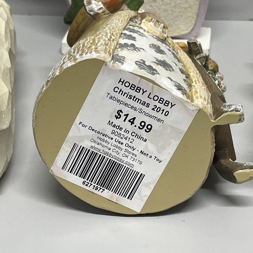 Snowman Figurine Lot of 7 - 2 Carved Wooden Snow Dudes - 1- Resin Hobby Lobby - Picture 16 of 21