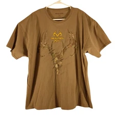 REalTree tshirt mens 2XL XXL brown camo deer skull bones short sleeve hunting