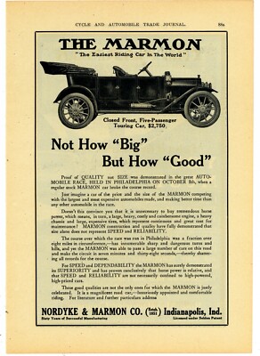 1911 Nordyke & Marmon Co. Ad: Closed Front Touring Car Pictured - Indianapolis