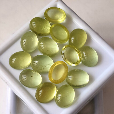 9X7 mm Oval Natural Light Green Aquamarine Cabochon Loose Gemstone 15 Pieces Lot