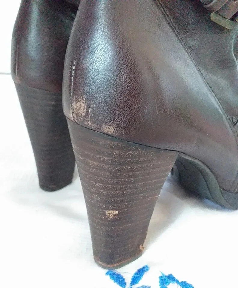 Marc O Polo Botines Mujer Botas Tacones Altos Cuero Marrón EE. UU. 8.5 UE 39 Foto 3 de 4