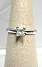 Classic Solitaire 14k White Gold Princess Cut Diamond Engagement Ring 0.39ct