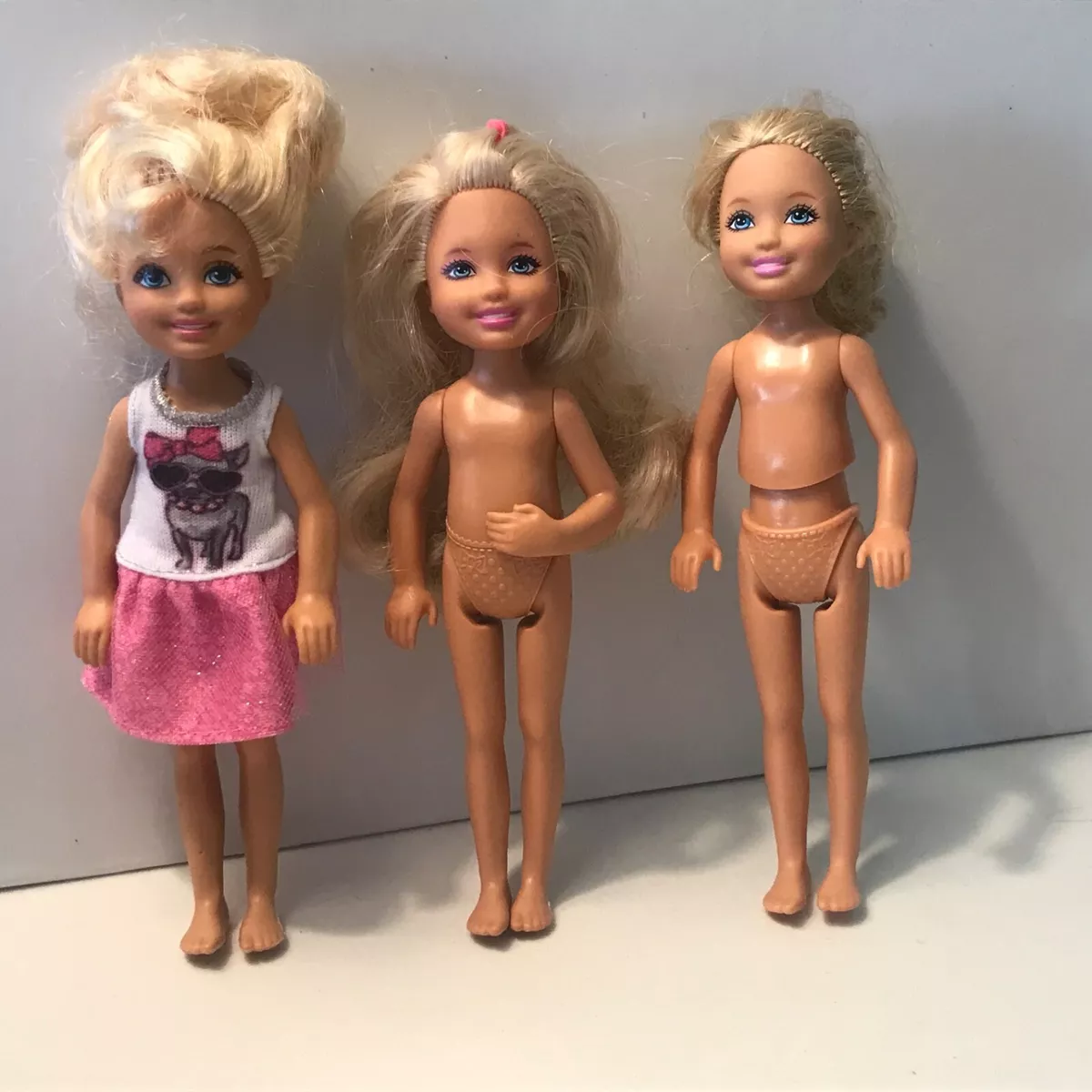 Mattel Barbie Chelsea Dolls Blonde Lot of 3 ~ 5.5” Tall