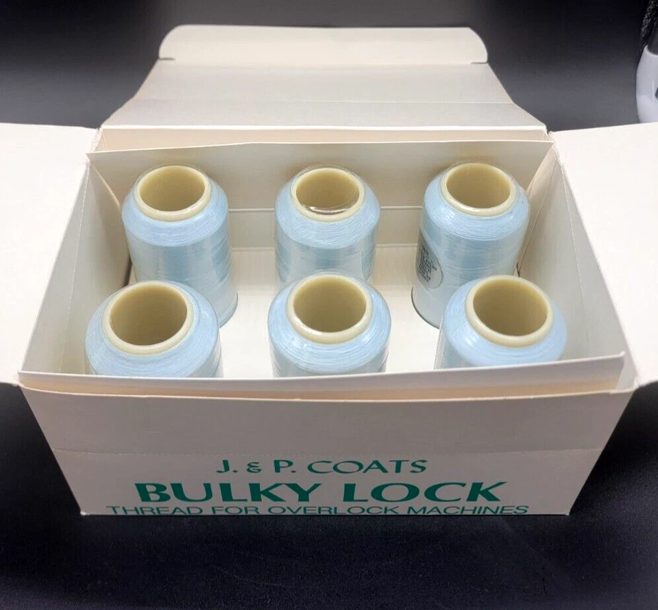 J&P Coats Bulky Lock 100% Blue Textured Nylon Thread Overlock Machines Set of 6 - Image 2 of 4