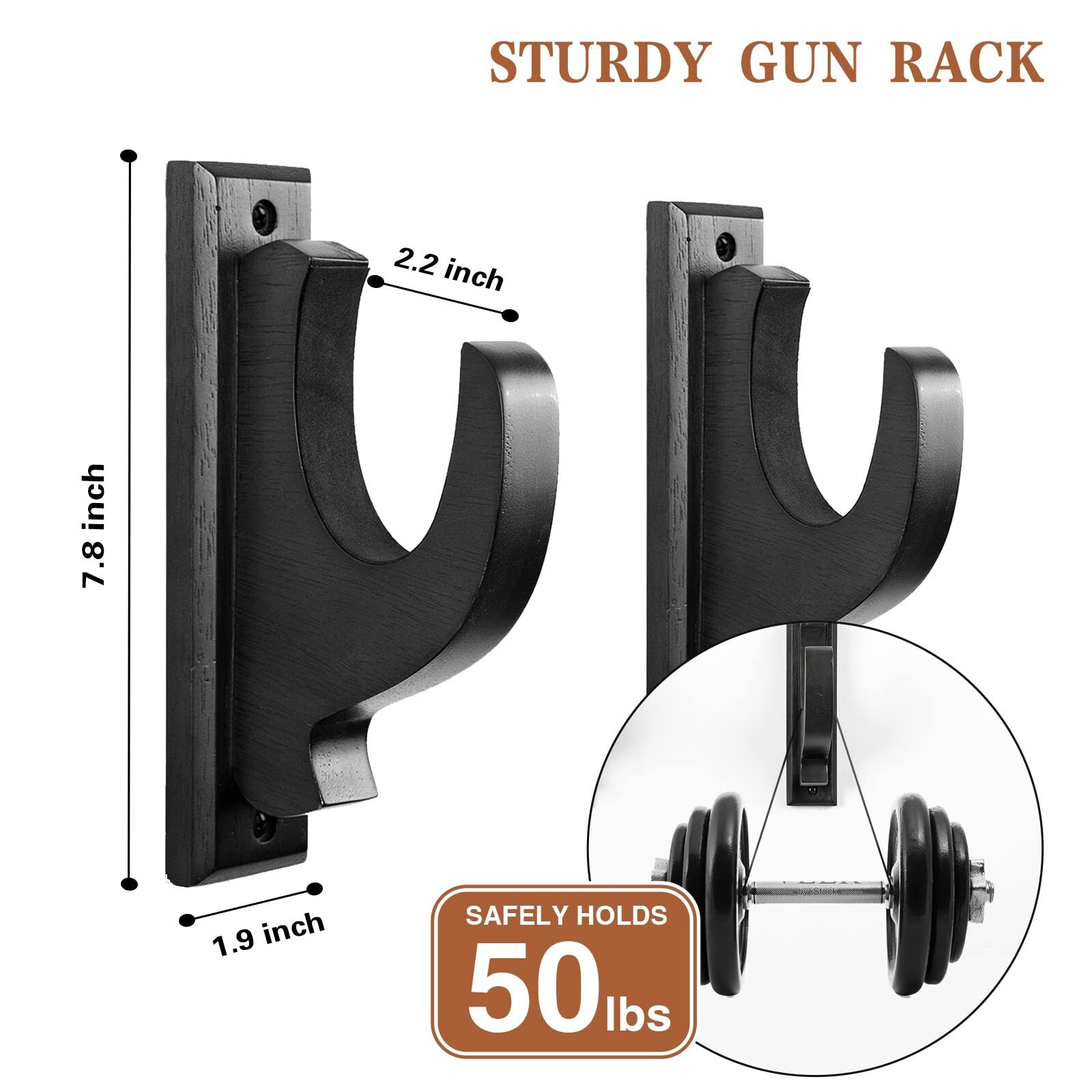 ELEGANT Solid Wood Gun Rack Shotgun Rifle Wall Mount Hooks Display
