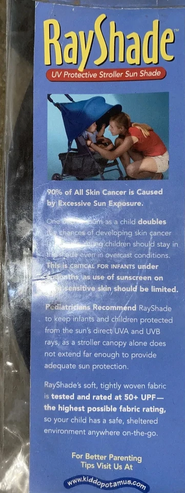 Cubierta protectora UV para cochecito Kiddopotamus Ray Shade, azul marino, UPF 50+nueva Foto 4 de 4