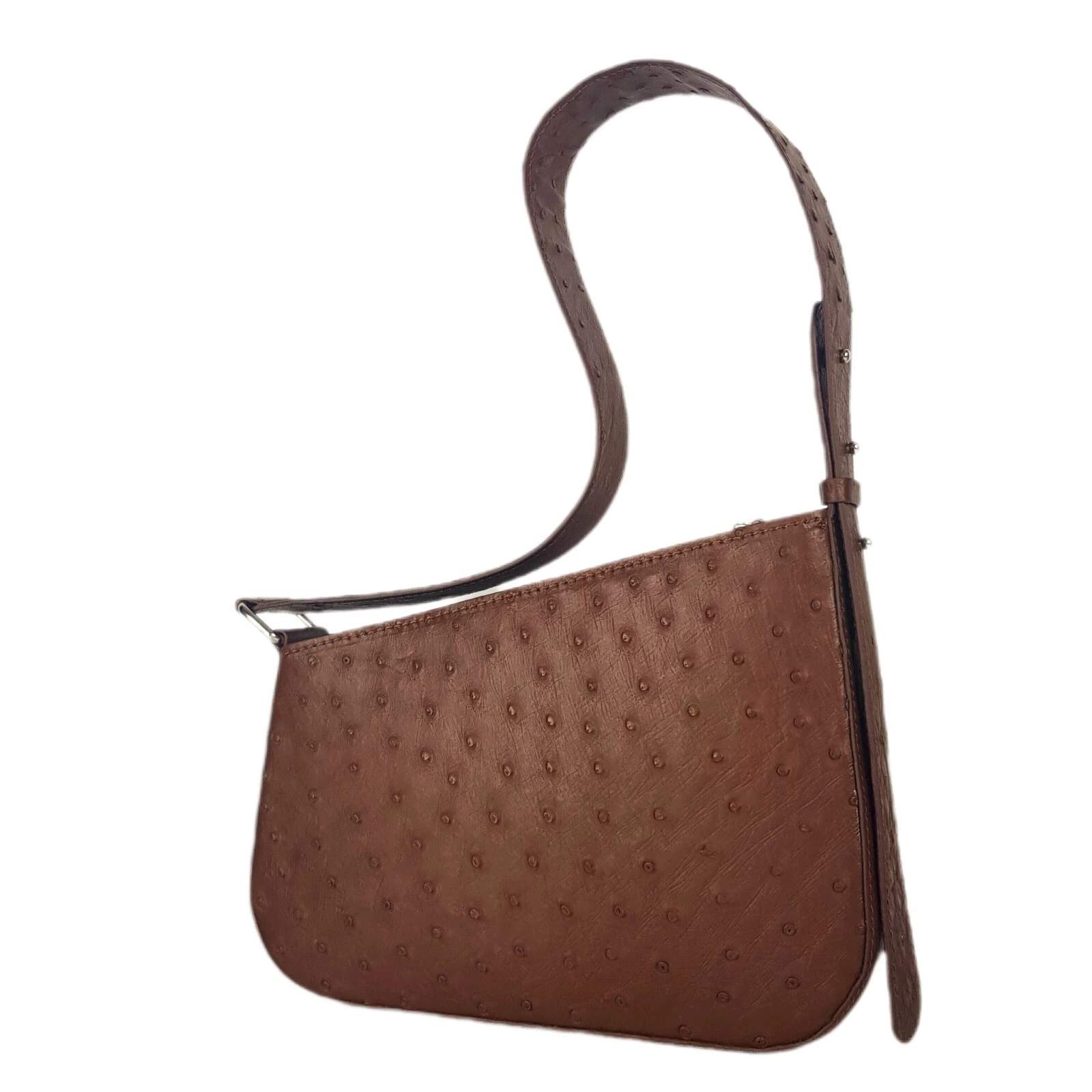 COACH Borsa a tracolla donna VERA pelle di struzzo esotica lusso marrone borsetta fatta a mano