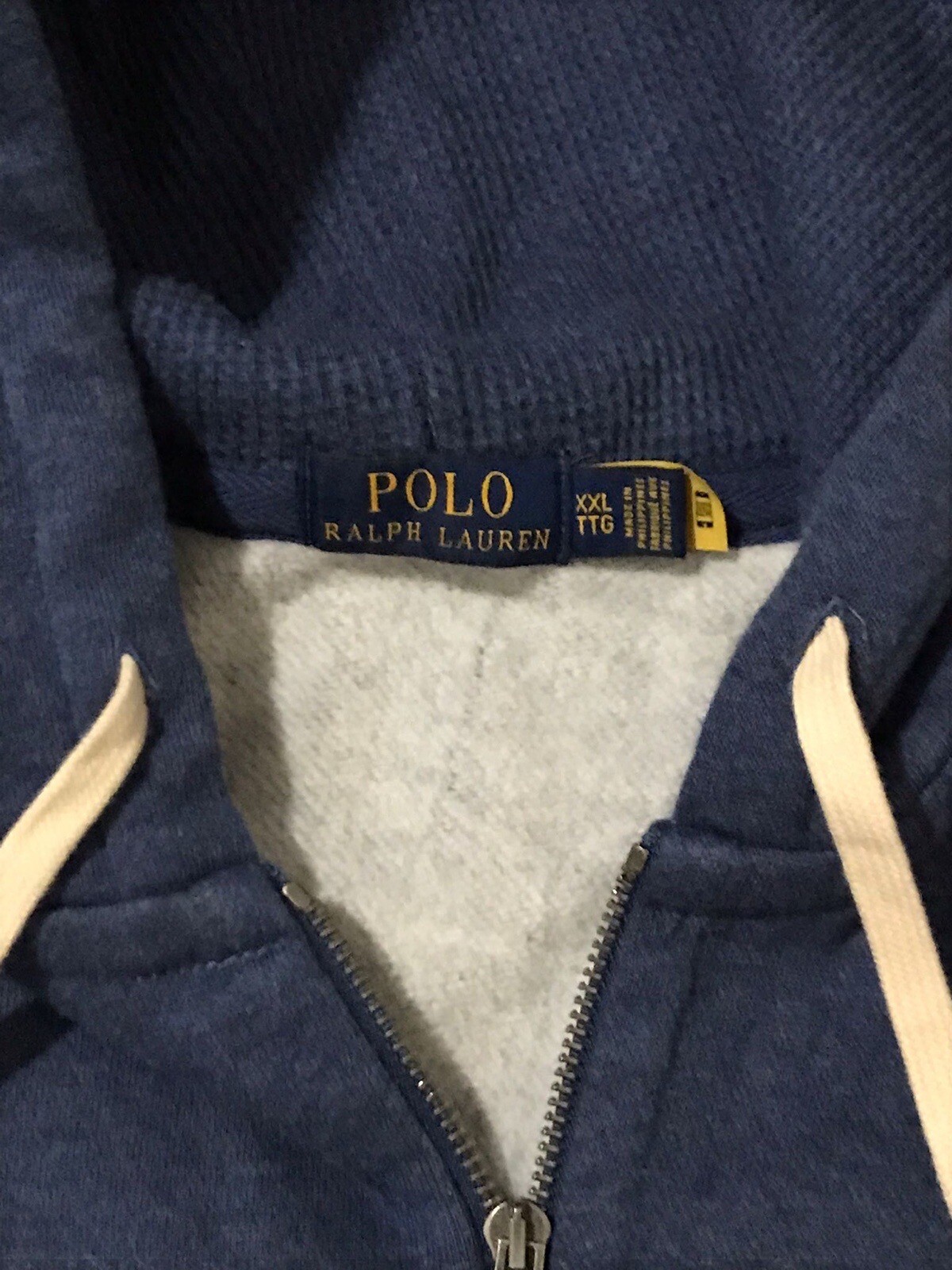 Polo Ralph Lauren giacca uomo XXL blu full zip cappuccio tasche felpa pony