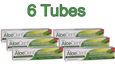 Aloe Dent Fluoridfreie Zahnpasta 6er Pack Triple Action 100ml von Optima 