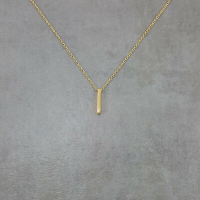 Vertical Bar GOLD Plated Necklace Stylish Unique Simple Charm Pendant Geometric