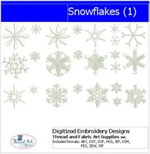Embroidery Design Set - Snowflakes(1) - 24 Designs - 9 Formats - USB Stick