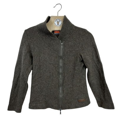 Merrell Women's Wool Blend Zip Jacket Brown Fitted Outdoor Hiking Medium