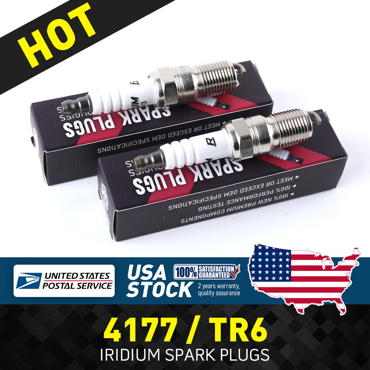 Premium 2 Pcs Replacement For NGK 4177 TR6 Iridium Spark Plugs New MGT