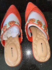 Birdies The Swan Spice Cuff Leather Beaded Slides Pointed Toe SIZE 9.5 NEW