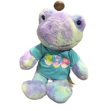 Build-A-Bear Hoppy Swirl Frog Plush Purple Blue Green Tie Dye with Easter Shirt