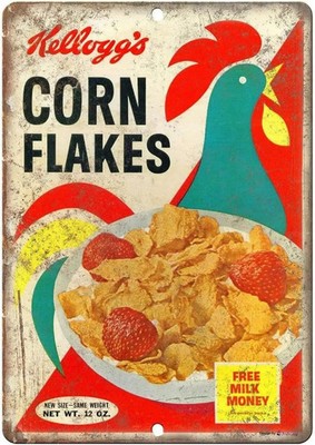 Shm Kelloggs Corn Flakes Cereal Box Tin Metal Signs Home Décor 8x12 
