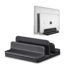 Leather Vertical Laptop Stand,Dual Laptop Holder Stand,Laptop Organizer with ...